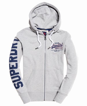 Superdry Vintage Logo Lite Cipzár Férfi Kapucnis Pulóver Szürke | QPLMH7962